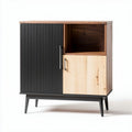 Wood and metal storage cabinet with sliding doors 60 x 40 x 80cm