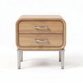 White wooden nightstand with two drawers and gold metal legs 50 x 40 x 60cm