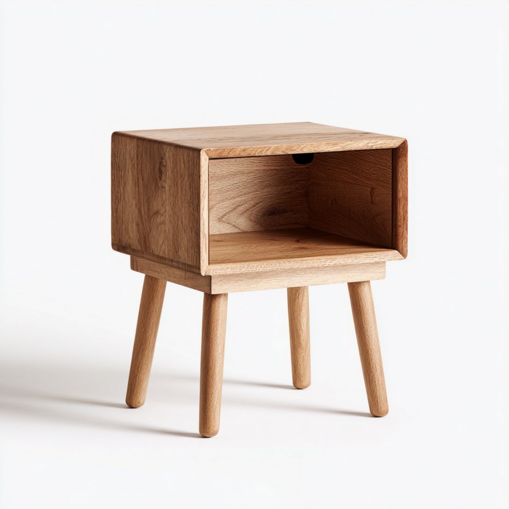 Wooden nightstand with one drawer and open shelf 40 x 40 x 50cm