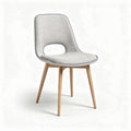 Fabric dining chair with wooden legs in grey color 45 x 50 x 85cm