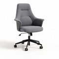 Adjustable gray fabric office chair with swivel base and ergonomic design