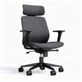 Ergonomic office chair with adjustable headrest and armrests in gray fabric 55 x 60 x 95cm